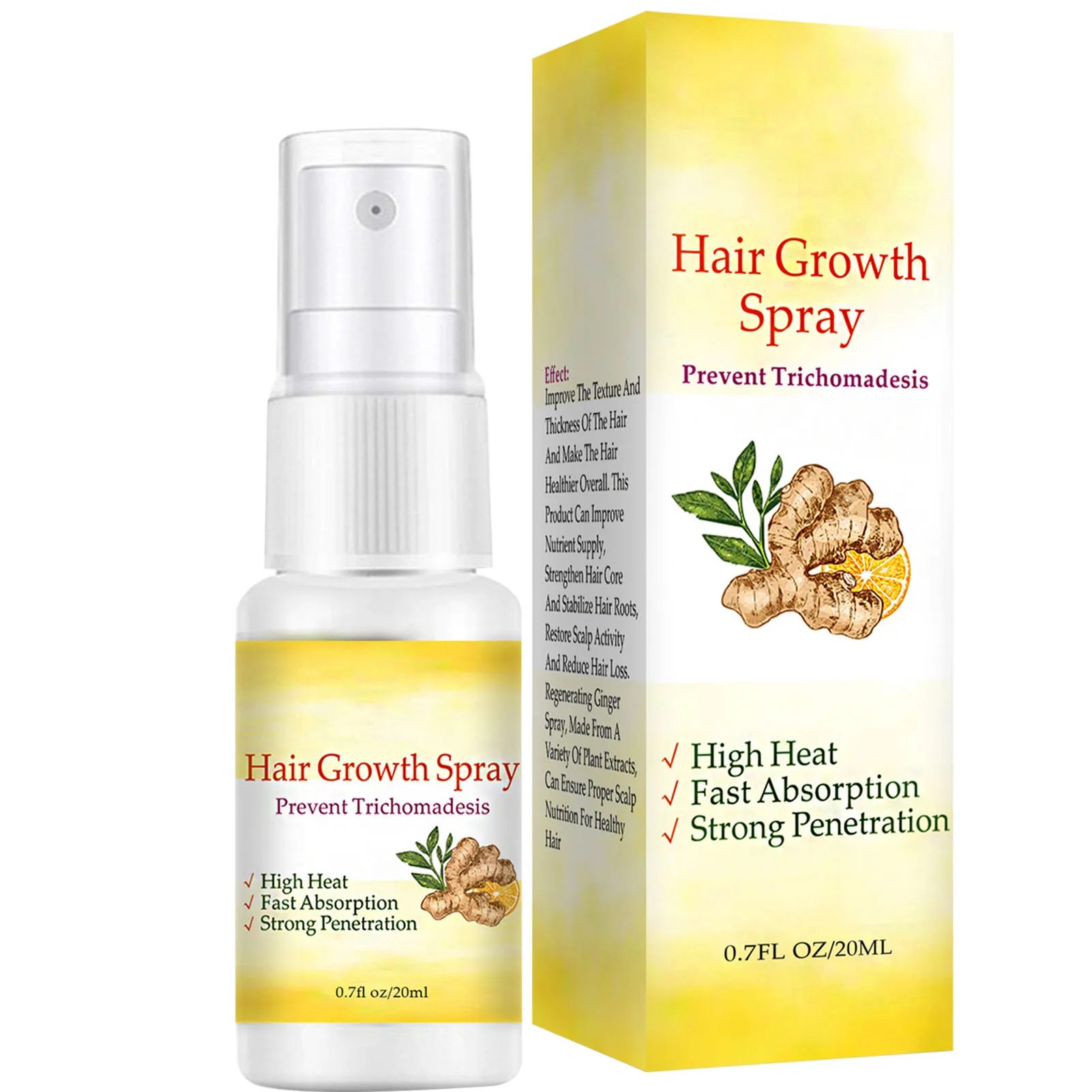 

Спрей для роста волос для мужчин и женщин, увлажняющий спрей имбиря для предотвращения выпадения волос