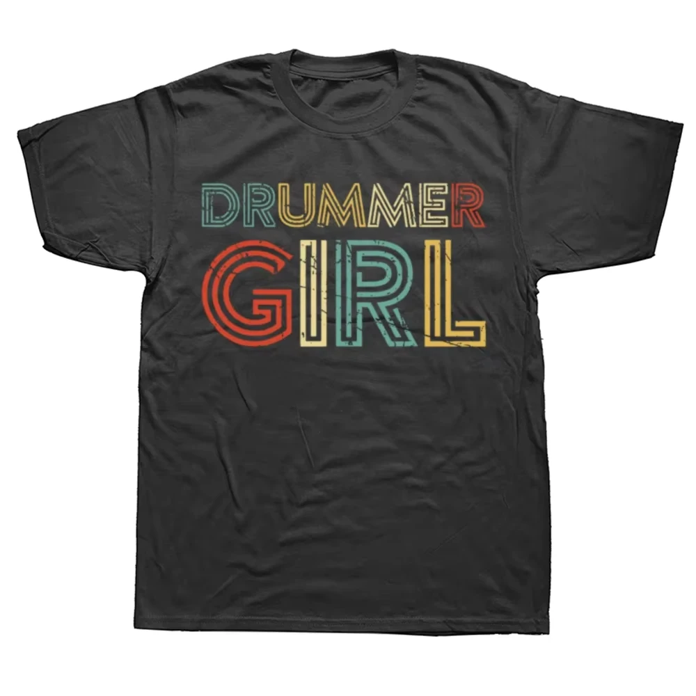 Drummer Girl Retro Vintage Drumming Musician Percussionist T-Shirt T Shirt Casual Graphic Harajuku Tops T Shirt Design for Men