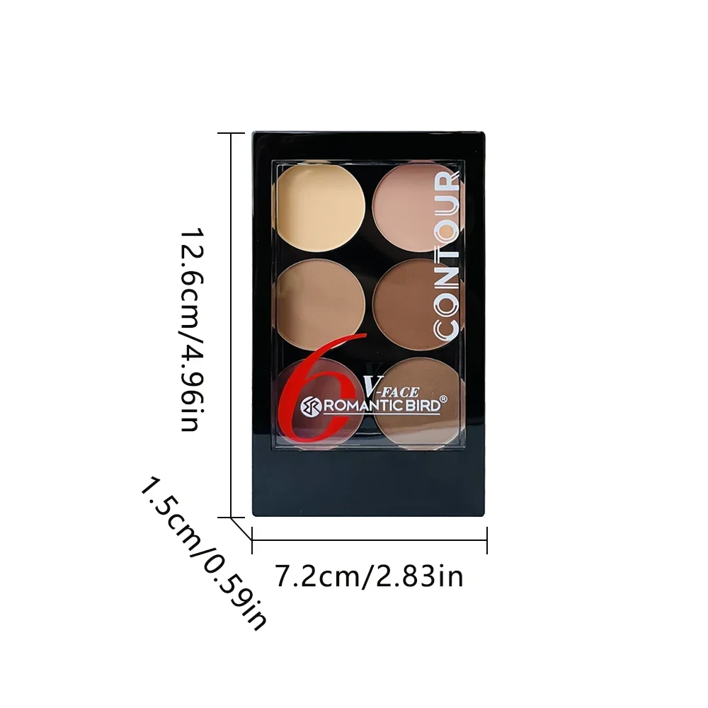 Face Shadow e Highlight Contouring Powder Palette, Paleta de Maquiagem com Escova, Face Bronzer Color Correcti, 6 cores