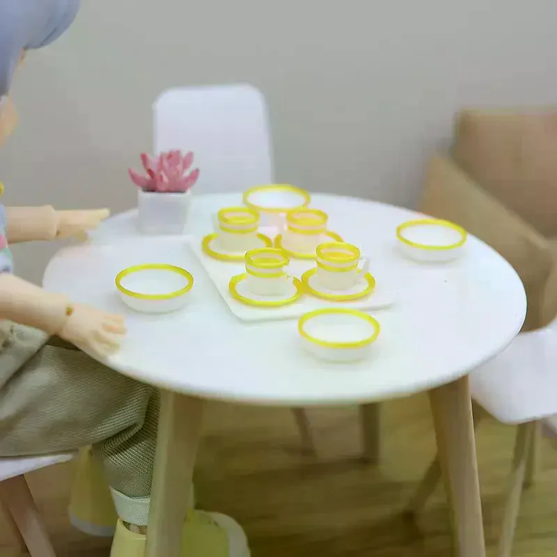 Jouets de cuisine pour maison de poupée, plateaux, assiettes, tasses, Mini plats alimentaires simulés, vaisselle Miniature, accessoires pour maison de poupée, 13 pièces