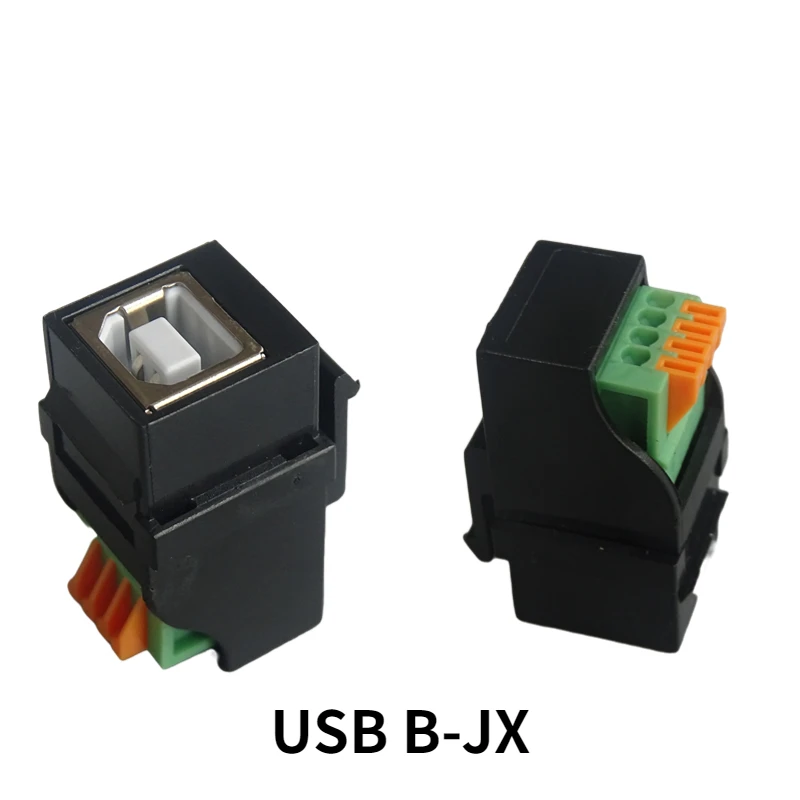 5-piece USB-B female base with terminal printer connector, with buckle support for wall panel installation, black and white