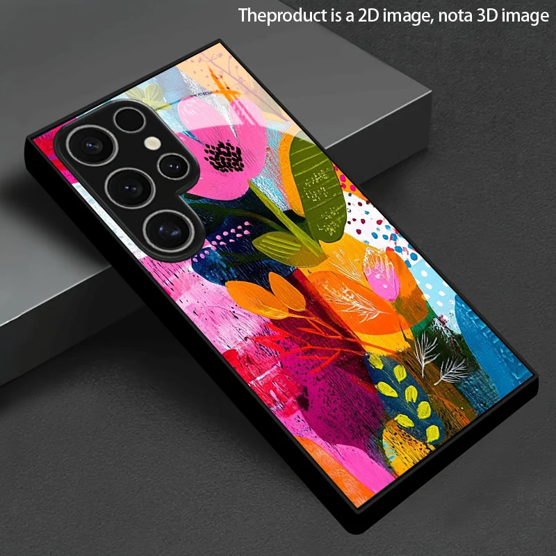 Floral Patchwork Pattern 2D Phone Case for Samsung S26 S25 S24 S23 S22 S21 S20 A56 A55 A36 Tempered Glass Protective Cover