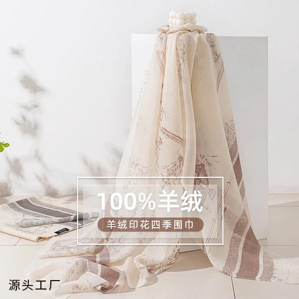 New Spring 100 Cashmere Silk Scarf Shawl Women Luxury Minimalist Versatile Warm Wrap Neck Warmer Outer Wearing