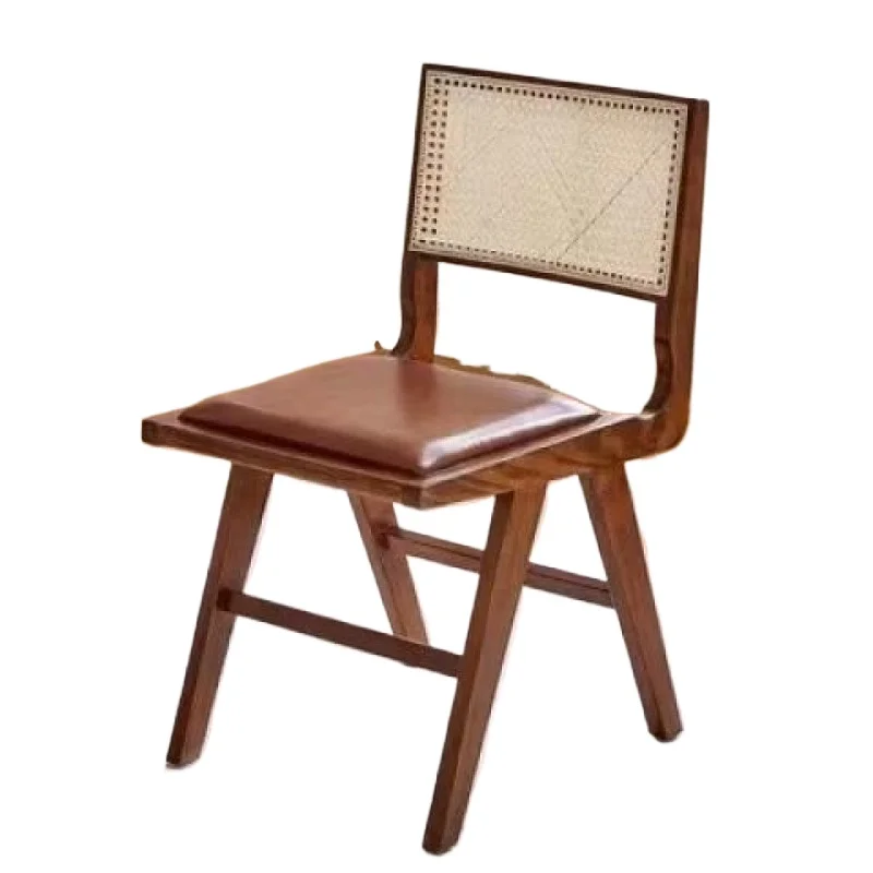 

Rattan Balcony Backrest Chair Armrest Leisure Home Homestay Rattan Chair Simple Nordic Solid Wood