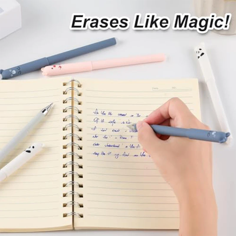 44-200Pcs Cute Animal Erasable Gel Pens, Panda Pig Bear Mouse Cartoon Erasable Pens Bulk for Students