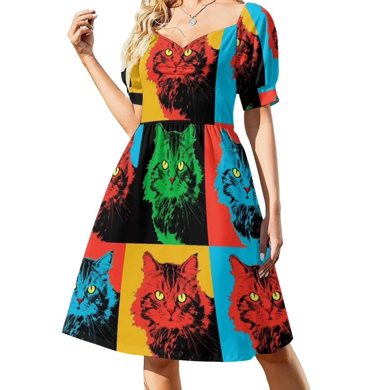 

CAT POP ART4 Sleeveless Dress women dress women's evening dresses luxury woman party dress