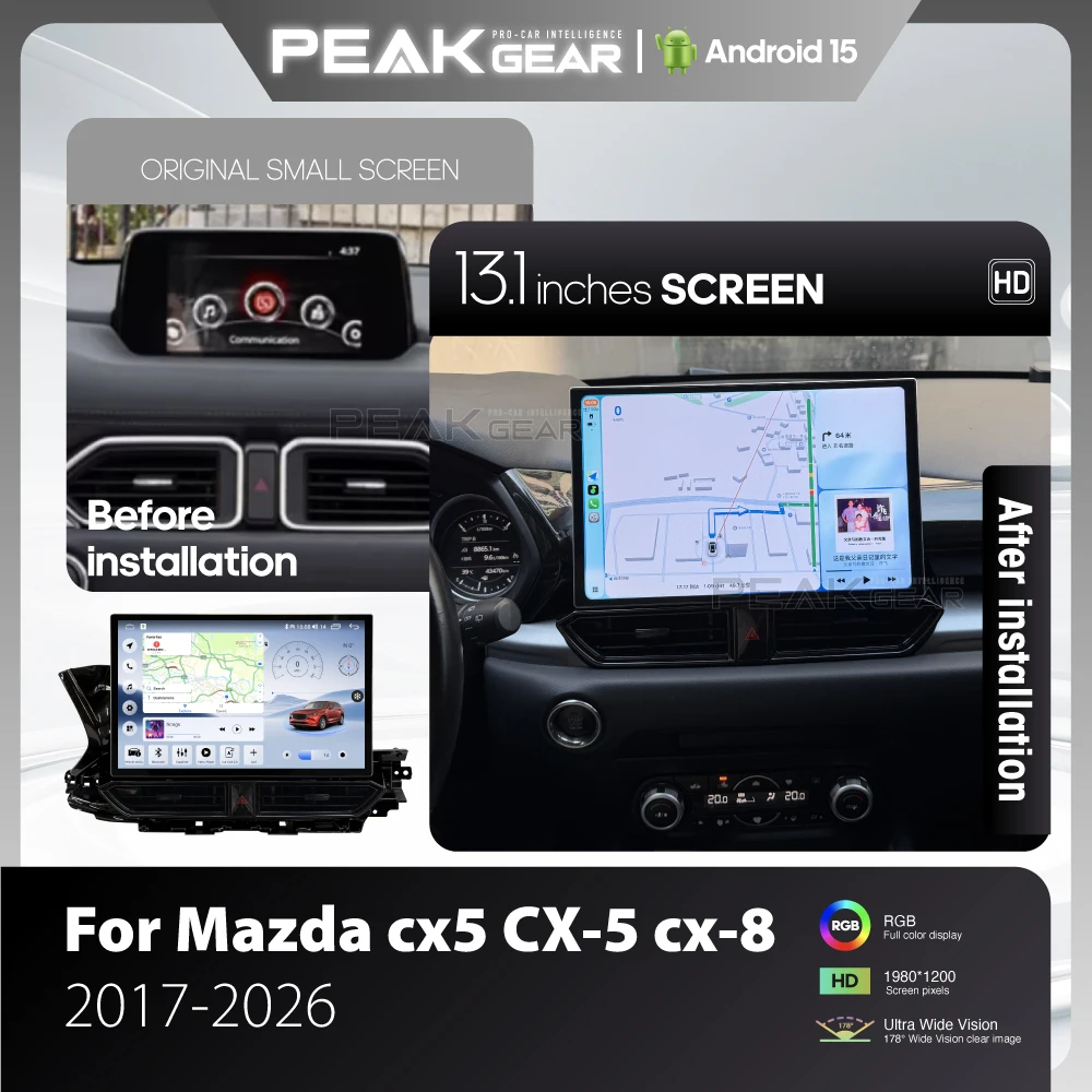 13.1″ For Mazda cx5 CX-5 cx-8 2017-2026 Android auto Car Multimedia Video Player GPS Navigation CarPlay 4G WiFi Head Unit Auto