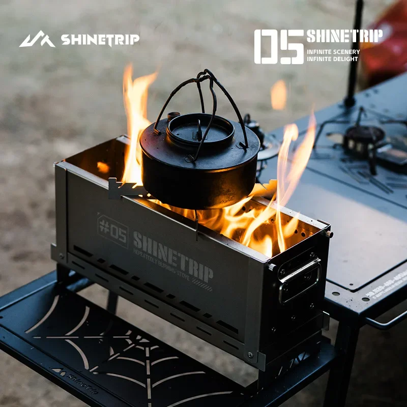 ShineTrip 스테인레스 스틸 야외 캠핑 IGT 세미 유닛 2 차 연소 용광로, 접이식 휴대용 쿠커, 겨울 신상