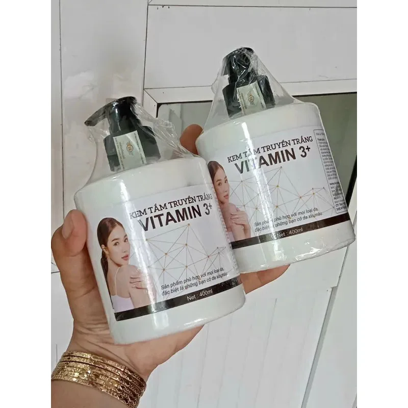 KEM TẮM TRUYỀN TRẮNG BODY VITAMIN 3+ 400ml Giảm Thâm Nám, Tàn Nhang, Trắng Da, Kem Tam Truyen Trang Smooth White Skin