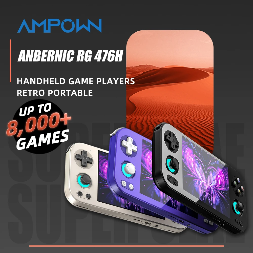 

Портативная игровая консоль AMPOWN Anbernic RG 476H, 4,7-дюймовый сенсорный LTPS-экран, Android 13, портативный ретро-плеер для видеоигр, потоковая передача