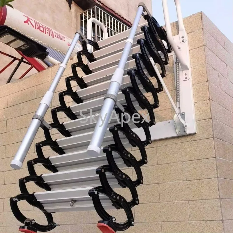 Multifuncional preto aço carbono alumínio dobrável escadas retráteis engrossado invisível interior casa industrial para apartamentos