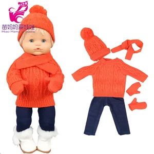 16 Polegada roupas de boneca nenuco camisola rosa chapéu cachecol ropa y su hermanita 40 cm trajes de boneca de bebê inverno conjunto de natal 9 principais vendas roupas de nenuco - №9