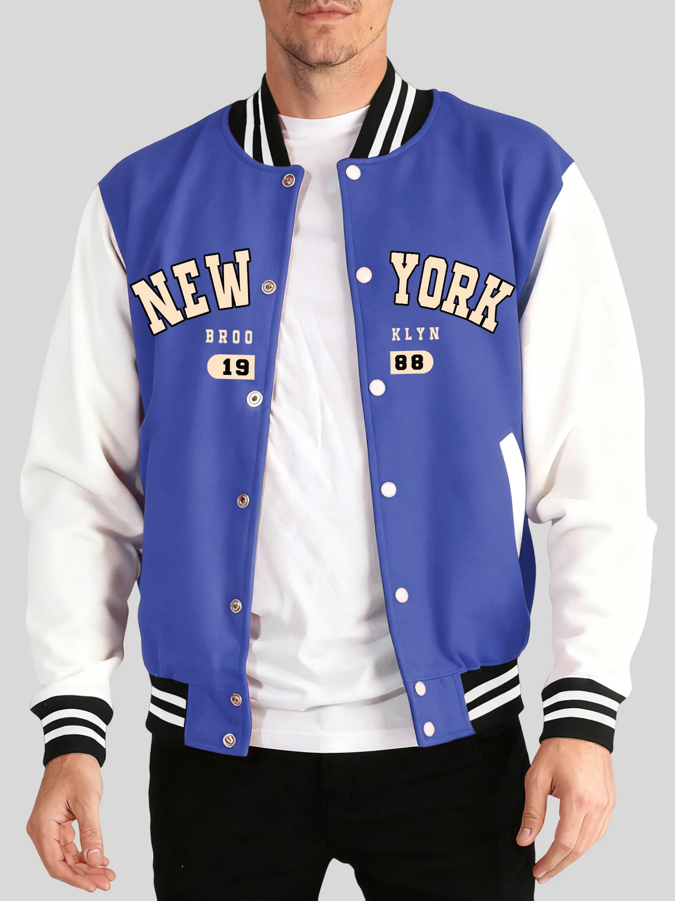 

Нью-Йорк Бруклин 1988, спортивная одежда с буквенным принтом, мужские модные уличные куртки, классическая бейсбольная форма с карманами, осенняя свободная мужская одежда