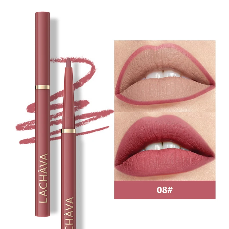 Matte Lip Liner: lápiz labial delicado resistente al agua de larga duración, aplicación suave retráctil, maquillaje natural, la mejor opción de regalo