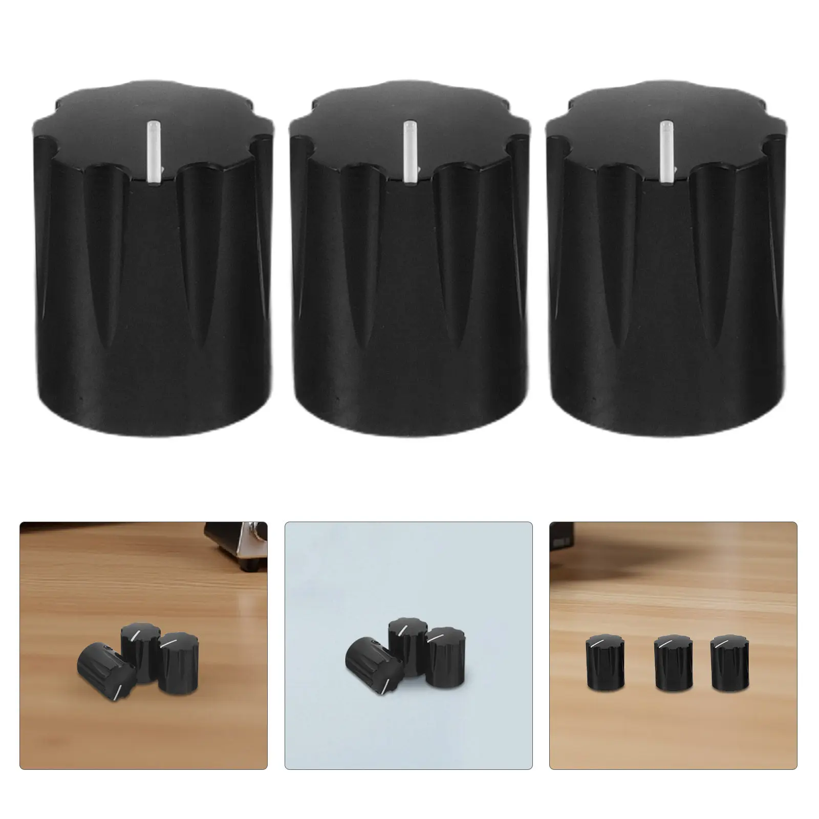 3Pcs Black Aluminum Alloy Potentiometer Knobs for Electric Guitar Volume Tone Control Compatible with Most Guitar Amplifier