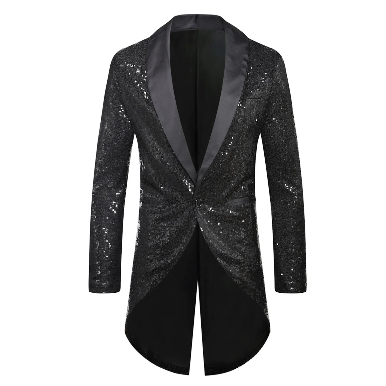 Men Tailcoat Shiny Gold Sequin Glitter Embellished Blazer Jacket Men Nightclub Prom Suit Stage Clothes For Singers