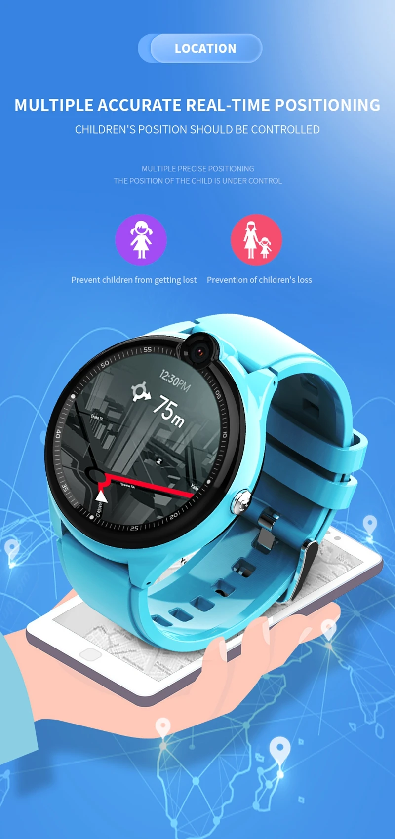 Wonlex Smart Watch Kids GPS WiFi Position Tracker Camera 4G Video Call  SOS Anti-Lost Locator Smartwatch for Children KT26