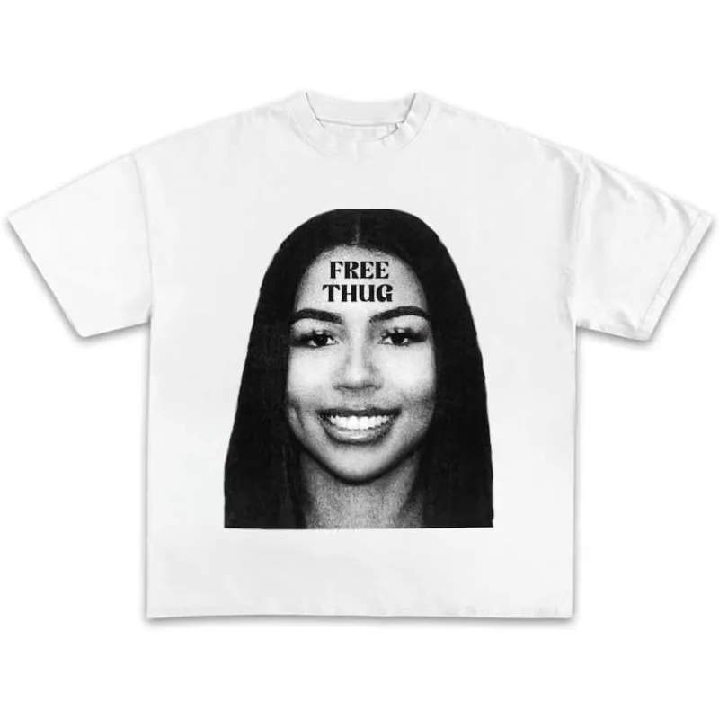 Mariah The Scientist Free Thug Rapper Star Fashion Four Seasons New Men's and Women's Same Style Retro Harajuku Style T-shirt