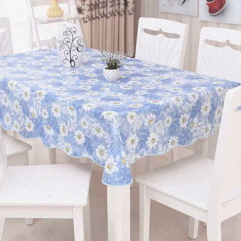 Waterproof Heat Resistant Plastic Tablecloth round Table Mat Small Floral Patterned PVC Rectangular Dining Table Cloth
