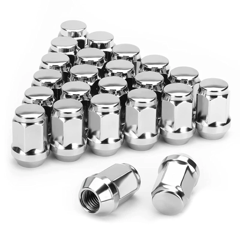 24PCS 12X1.5 Lug Nut Closed End Bulge Acorn Cone Lugnuts, for FJ Cruiser 2007-2022,2001-2007 Sequoia Silver