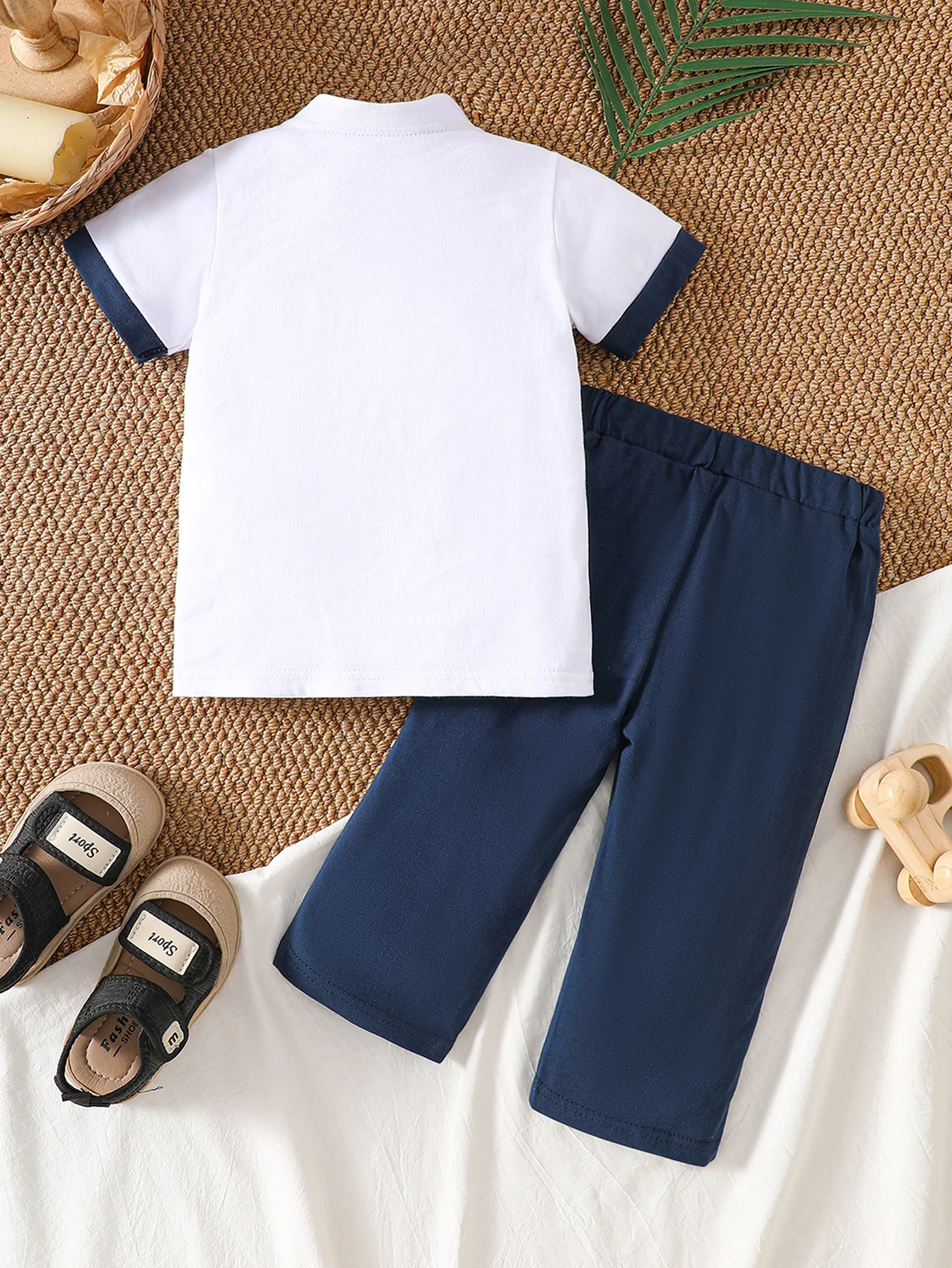 IURNXB 2pcs Baby Short-Sleeve Embroidery T-Shirt+Pants Clothes Set Ethnic Style Summer Infant Boys' Outfits Outdoor Wear 1-3Y