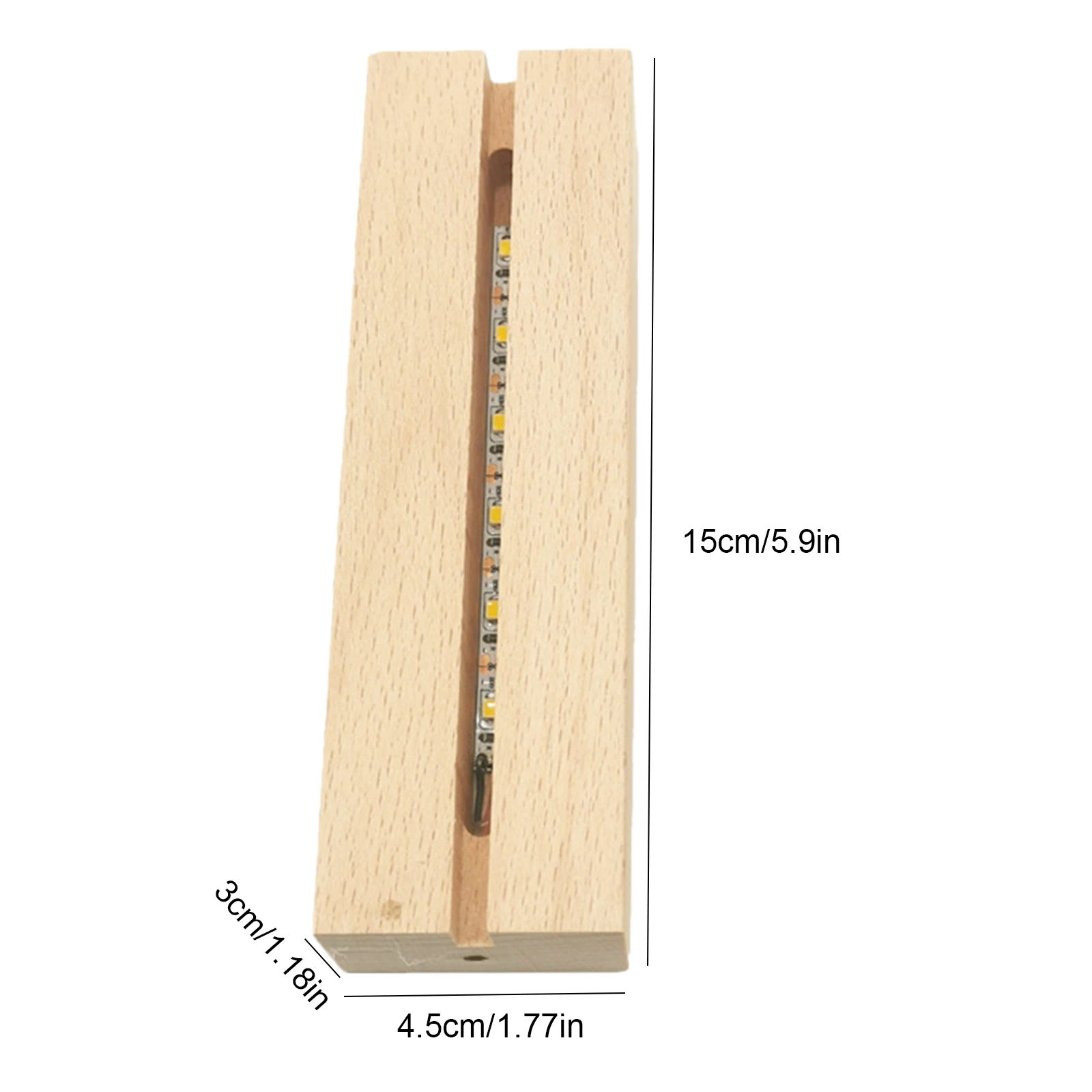 1-5Pcs Acrylic LED Wood Light Display Base USB Powered Wooden Lighted Base Stand for Crystal Glass Art and Desk Decor