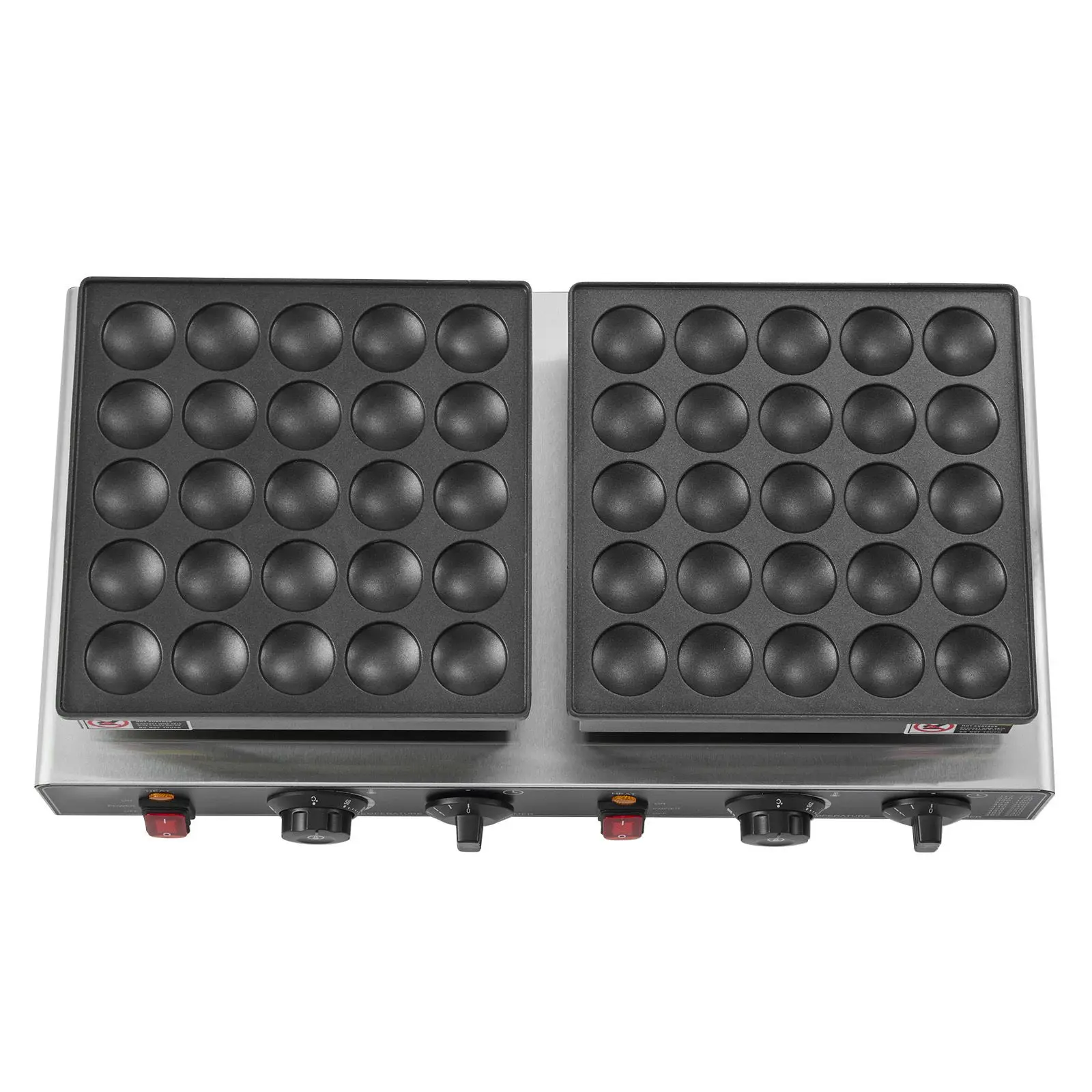 50PCS Mini Dutch Pancake Maker, Non-stick Stainless Steel Dorayaki Baker, 1800W Commercial Electric Poffertjes Grill Pan, Dual Temp & Time Control, for Kitchen Restaurant Breakfast Dessert