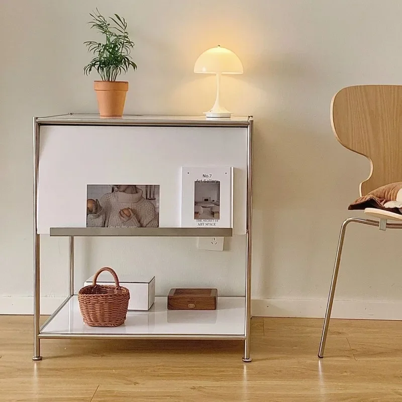 Medieval dining side cabinet Bedroom bedside table Stainless steel module combination side cabinet