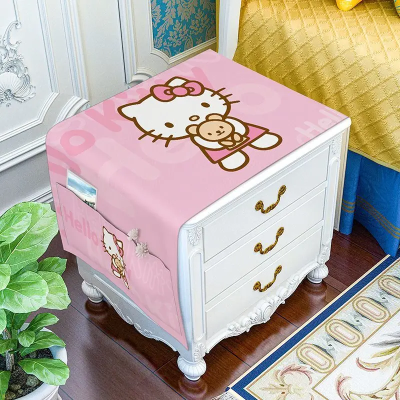 Hello Kitty Bedside Table Cover Tablecloth Desk Student Dormitory Girl Bedroom Creativity Cartoon Cute Household Items Gifts