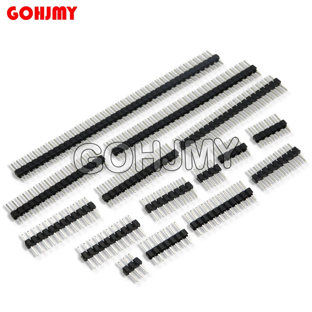 10PCS 40 Pin 1x40 2x40 Single Double Row Male 2.0 Breakable Pin Header Connector Strip For Arduino Black 2.0MM 90 degrees