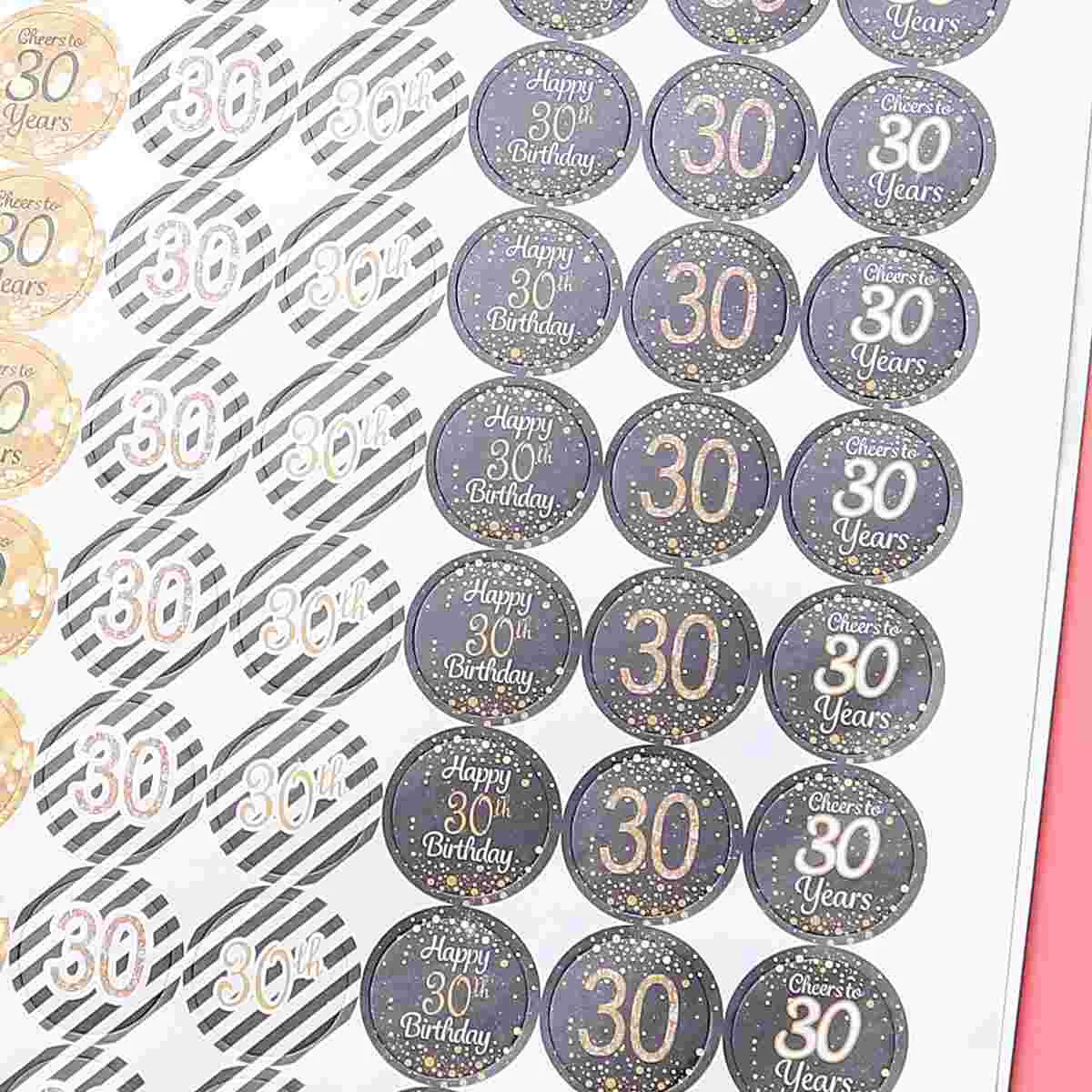 2 Sheets Round Birthday Sticker Stickers Anniversary Decor Commemorate Number Cupcake