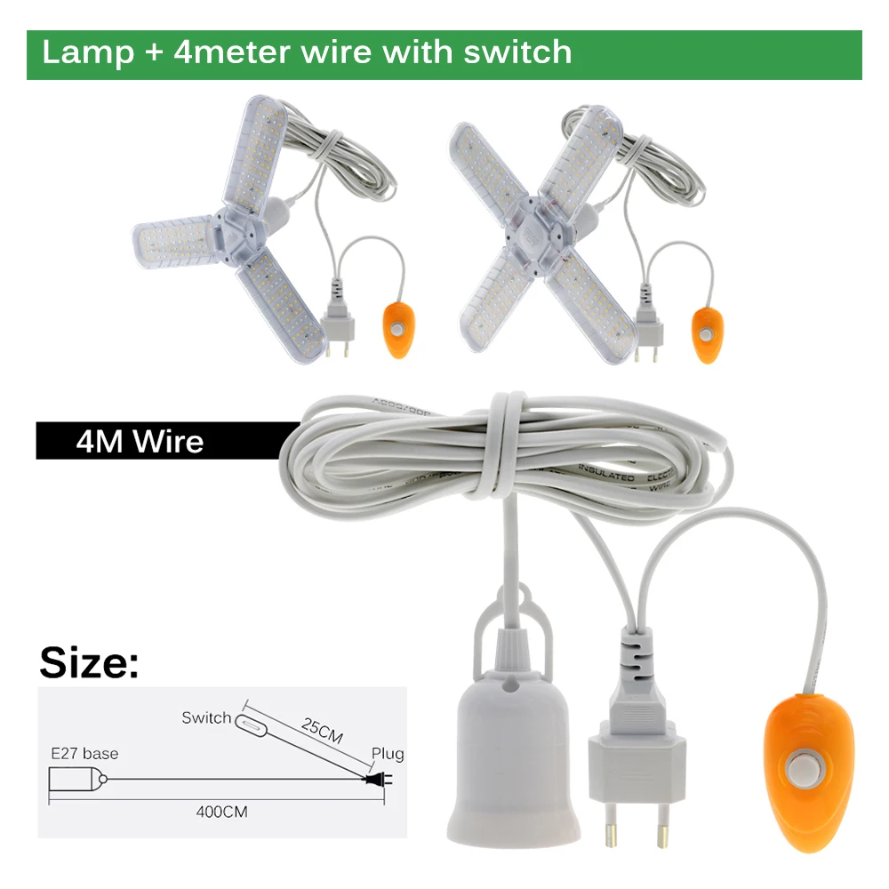 Imagem -03 - Foldable Full Spectrum Led Grow Light Planta Crescente Luz Phytolamp Bulb Plantas de Interior Flower Seedling E27 24w 36w 48w