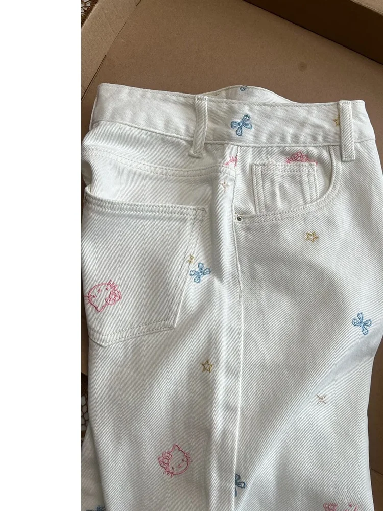 

Белые джинсовые джинсы с высокой талией и широкими штанинами, женские свободные брюки, осенние новые утягивающие брюки больших размеров в пол