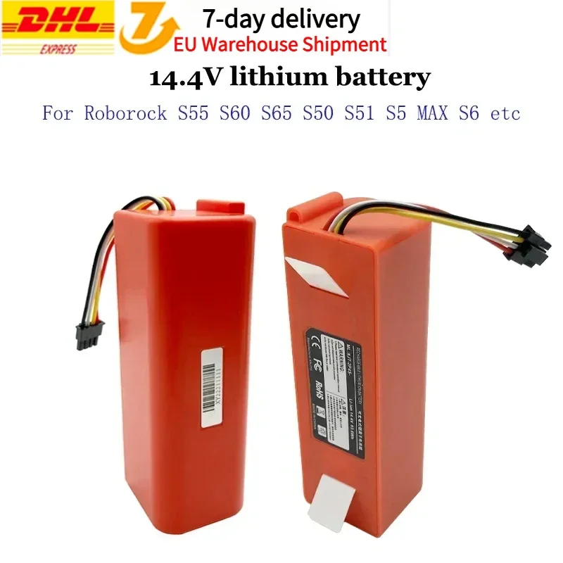 

14.4V BRR-2P4S-5200S Robotic Vacuum Cleaner Battery For Xiaomi Roborock S55 S60 S65 S50 S51 S5 MAX S6 Part E45/S45，original cell