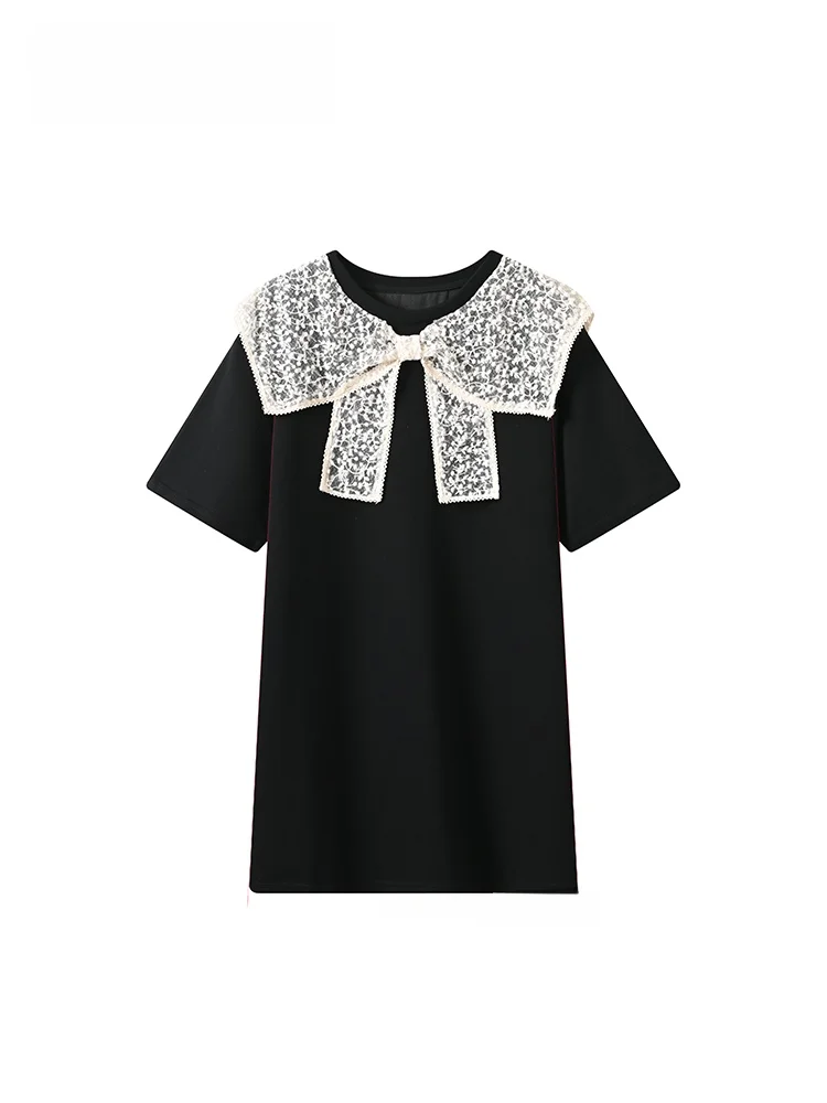 

Cara CLUB plus Size Women's T-shirt Summer New Loose Knot Slimming Top Cotton Regular Sleeve Short Length