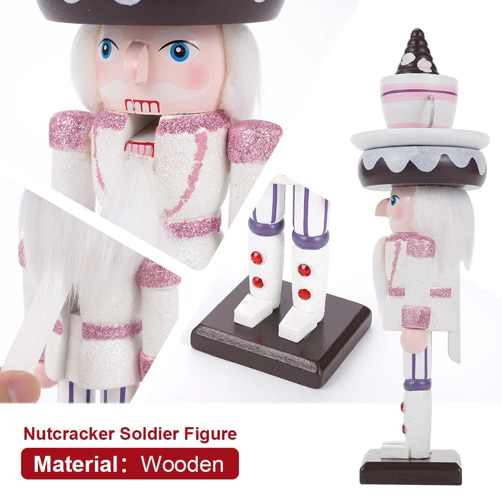 Weihnachten Nussknacker Soldat Kinder Geschenk Kuchen Creme Holz Handwerk Puppe Puppe Desktop Ornament Neue Jahr Dekoration