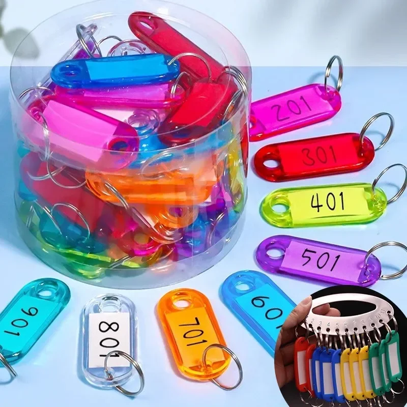 Random Color Keychain Key Tags with Labels Plastic Classification Card Prevent Missing Key Identifiers Luggage Bag Accessories