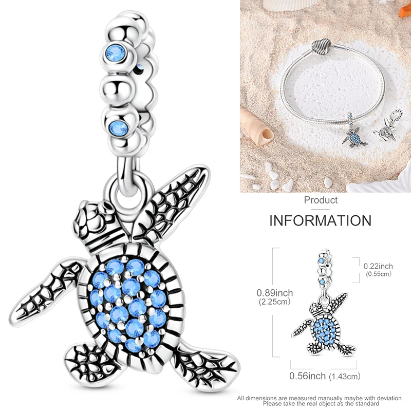 925 Sterling Silber Ozean-Tier-Charm-Perlen Wal Delfin Oktopus Meeresschildkröte Seepferdchen Krabbe Hummer DIY Armband Halskette Geschenk – Detail 15