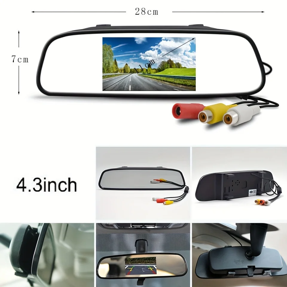 Moniteur de rétroviseur de voiture sans fil, caméra de recul, écran LCD, 4.3 pouces, nouveau style