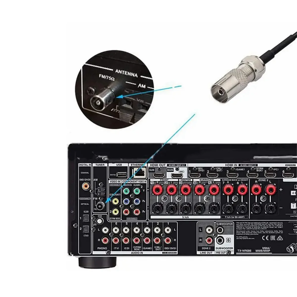 

A06R FM-радиоантенна FM F-образная антенна с овечьим рогом для автомобиля FM TV-радиостанция 75 Ом F Женский до TV3.5 Моно