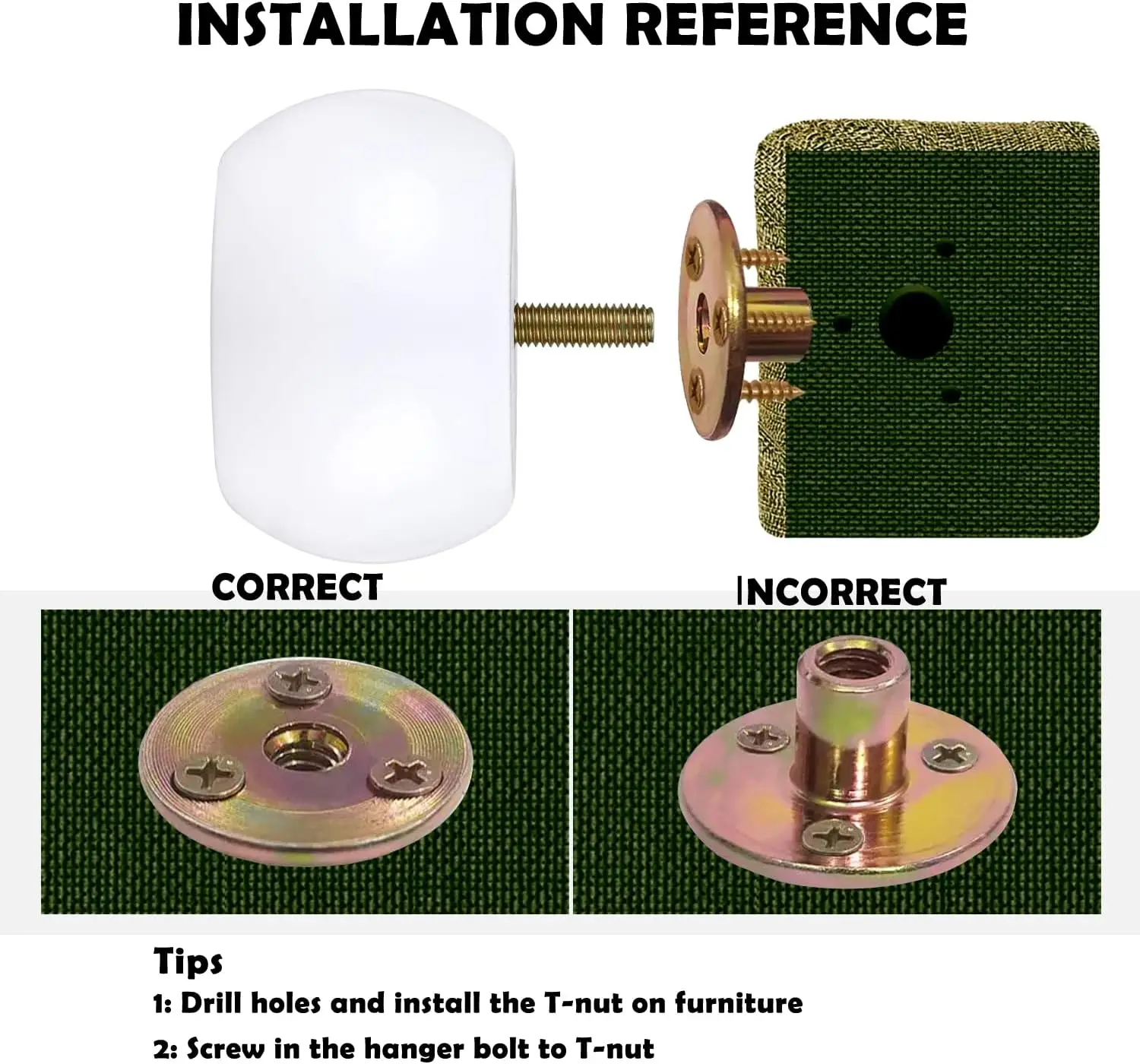 2 Inch Bun Feet White DIY Round Wood Furniture Legs Set of 4 Replacement Legs for Couch Sofa Ottoman