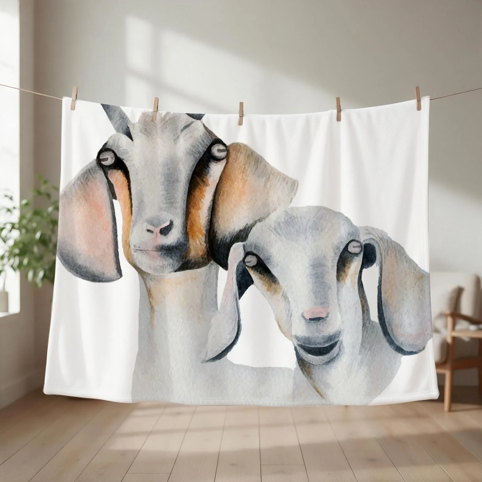 Goat and goat Throw Blanket couch cozy soft plush fuzzy picnic outdoor blanket