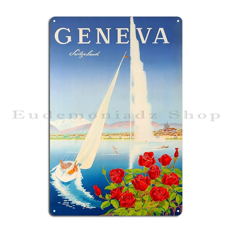 Geneva Vintage Travel Poster Metal Plaque Poster Cinema Mural Pub Design Wall Cave Tin Sign Poster