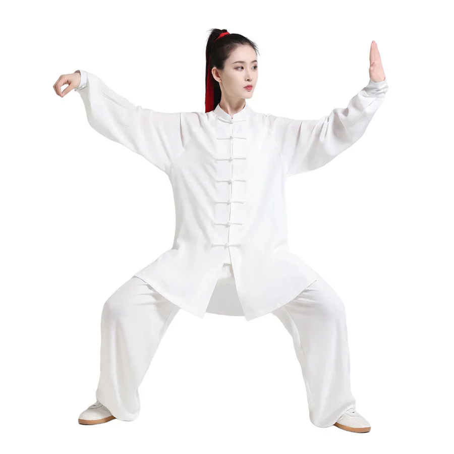

Women Summer Taichi Stage Show Two Piece Set Cotton Linen Stand Collar Tops Pants Meditation Suit Unisex Vintage Wushu Tracksuit