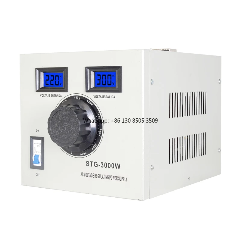 STG 220V 3000W Single Phase Power Transformer New Voltage Regulator with Adjustable Low Voltage Alarm LCD Display 50Hz Frequency