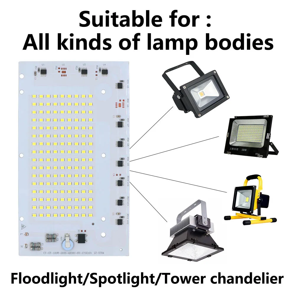 SMD 2835 Chip LED pelat aluminium 100W 150W manik-manik papan cahaya AC 220V-240V lampu sorot Led DIY untuk pencahayaan lampu sorot luar