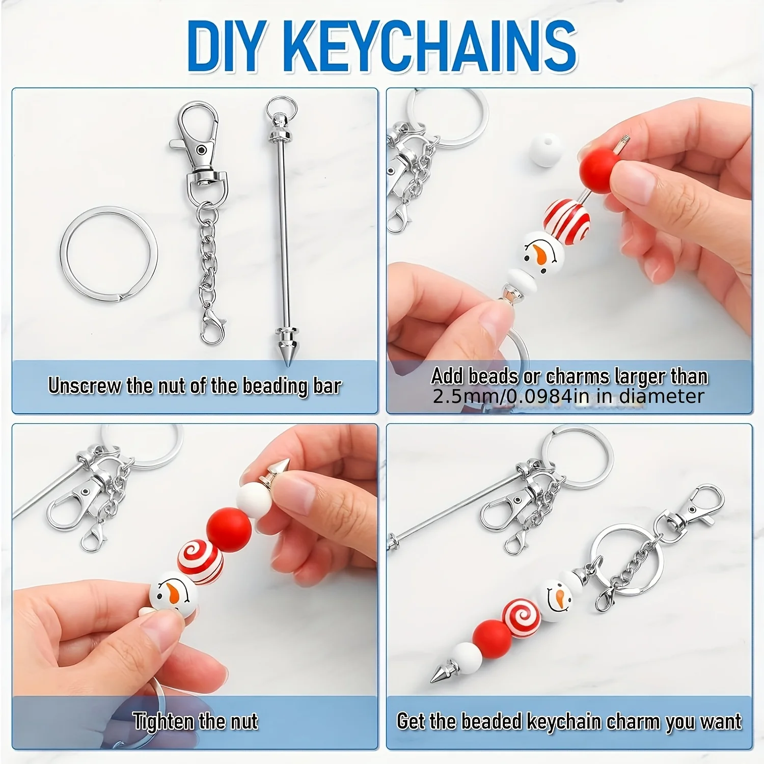 Elegant 13pcs Minimalist Blank Keychain Rods DIY Beading Jewelry Making Supplies Handmade Accessories Gifts High Aesthetic Value view 3