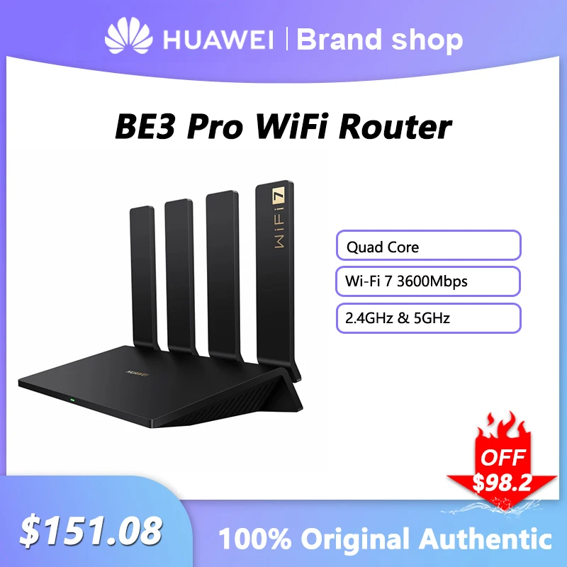 Original Huawei BE3 Pro Router Wi-Fi 7 3600Mbps Network Signal Repeater Quad Core Wireless Amplifier For Home Office