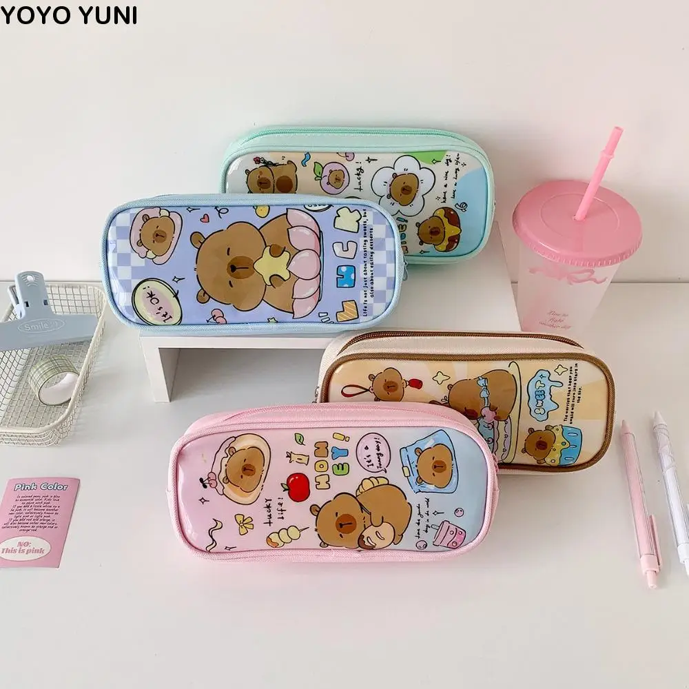 

Desktop Storage Cartoon Capybara Stationery Bag Cosmetics Card Pen Large Capacity Capybara Pencil Case Capibala Stationery