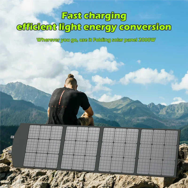 2000W/1500W/1000W/500W Foldable Solar Panel Portable Solar Charger DC Output PD Type-c QC3.0 for Phones Tablet Camping RV Trip